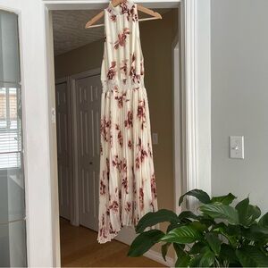 Chiffon Halter Neck Midi Dress